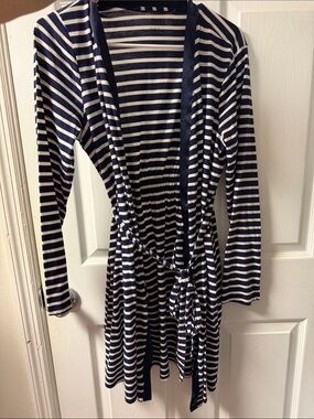 Motherhood Maternity Navy and White Striped Maternity Cardigan
